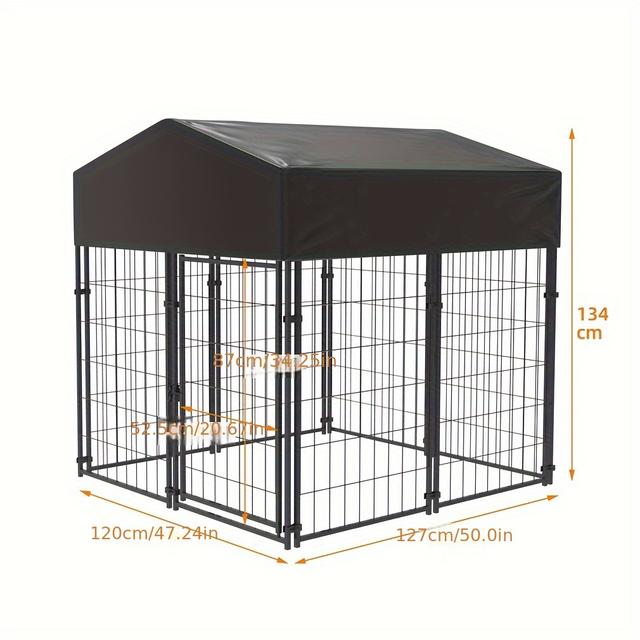 TEMU Large Dog Cage Heavy Duty Metal Dog Kennel Outdoor Indoor With Waterproof Cover S/l