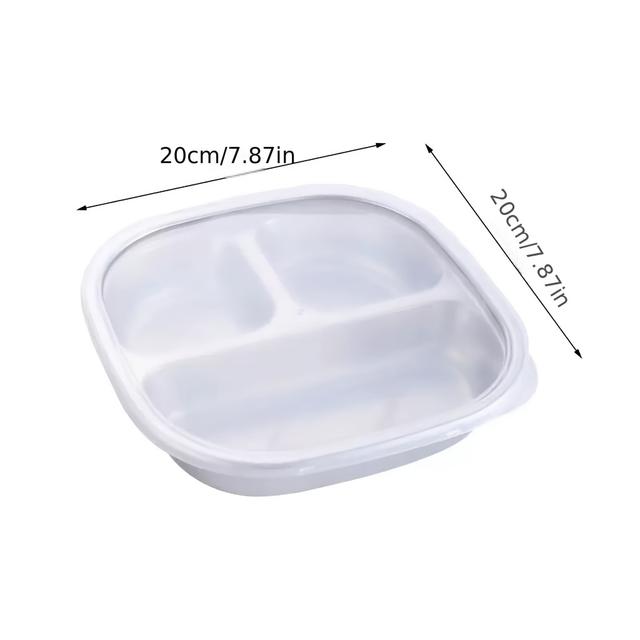 TEMU ชุดจานอาหารสแตนเลส 2 ชิ้น, 1 จาน + 1 ฝาปิด, สำหรับจานแบ่งเกรดอาหารคานเทน, จานแบ่งอาหาร, งานเลี้ยง, งานเฉลิมฉลอง