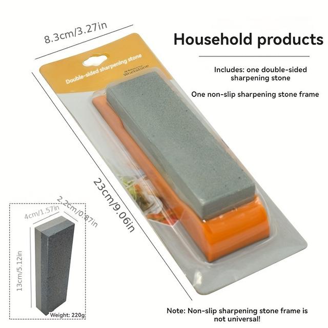 TEMU 1ks Jemný Brusný Kámen do Kuchyně, Přenosný Brus na Nože z Karbidu Křemíku, Protiskluzový Dvojstranný Brusný Nástroj, Bez Potřeby Elektriky, s Elegantním Balením, Přenosný, Rychlé Ostření