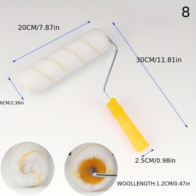 TEMU 1pc 4 Zoll 6 Zoll 8 Zoll 9 Zoll Farbroller Pinsel, Gelbe Streifen Polyester Großer Griff, Kein Toter Winkel Roller Pinsel, Farbwerkzeug Pinsel, Farbbeschichtung Roller Pinsel