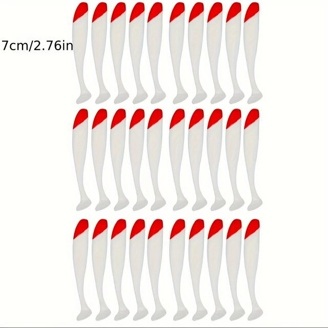 TEMU 30pcs Lifelike Soft Fishing Lures, 5.5cm & 7cm, Red Head White - Ideal For Freshwater & Saltwater Angling