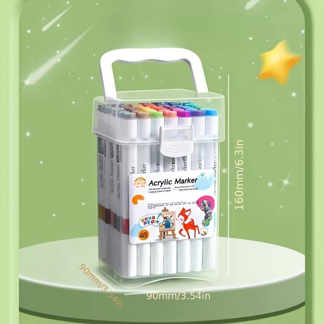 TEMU Acrylic Marker Set - 48/24 Colors, Washable Markers For Painting, Coloring, Crafts, And Diy Projects, Ideal For Professional Art Use. Perfect Easter Or Back-to-school Gift