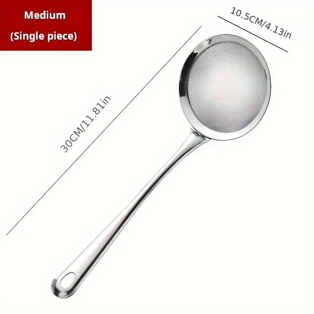 TEMU Household Stainless Steel Strainer, A Magical Tool For Filtering Soy Milk And Juice, Spoon, An Essential Kitchen Sieve Spoon, Available In Various Sizes