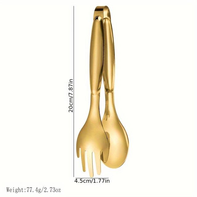TEMU Elegant Gold-plated Stainless Steel Serving Tongs - Salads, Bread, & Buffets - Durable Kitchen Accessories