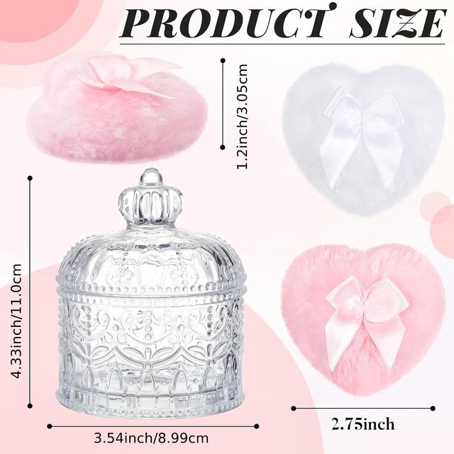 TEMU . Kristallbehälter und 2 Stk. Körperpuffs