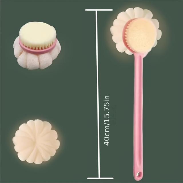 TEMU Soft Nylon Back Scrubber With Long Handle - No Fragrance, Battery-free, Bath & Shower Accessories