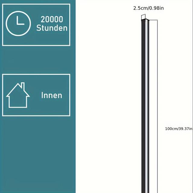 TEMU Wall Lamp Wall Lamp Indoor - Modern 100cm 34w Up Up Bottom Warm White Light Living Room Light Black Bed Light Staircase Living Room Kids Room Bedroom Wall Lighting