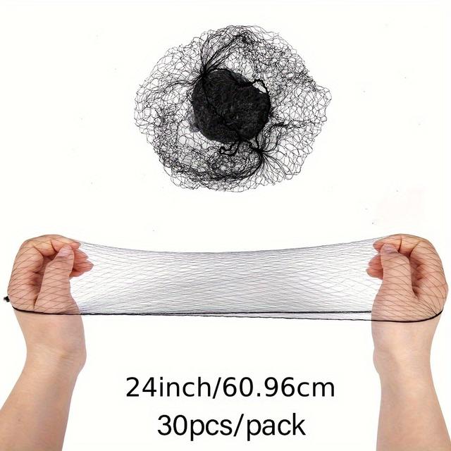 TEMU 30pcs Of 24-inch Hair Nets With Elastic, Suitable For Food Service, Ballet Buns, Sleeping, And For Women And Wigs
