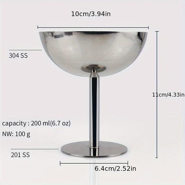 TEMU 1pc Stainless Steel Ice Cream Cup, Short Feet Luxury Ice Cream Cup, Bar Ktv Snack Cup, For Ktv Bar Kitchen Restaurant Hotel, Kitchen Supplies, Tableware Accessories