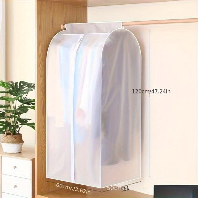 TEMU Translucent Three-dimensional Office Suit Cover And Clothes Dust Cover, Hanging Clothes Bag, Suitable For Coat, Dress And Other Storage, Thickened Washable Waterproof Cover