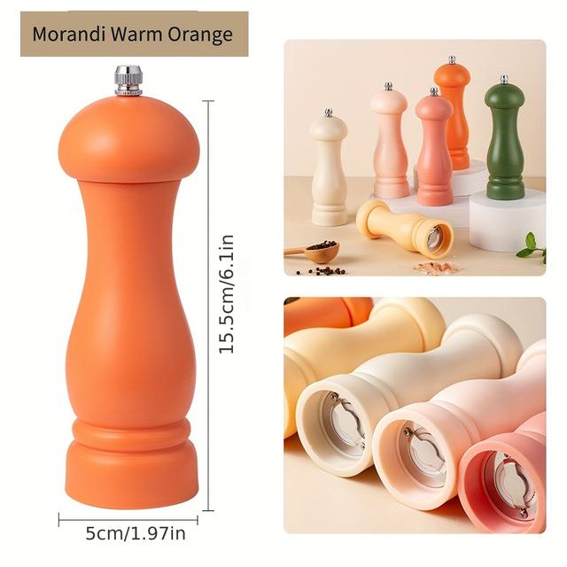 TEMU 1pc Morandi Color Pepper Grinder Black Pepper Pepper Sea Salt Rose Salt Grinding Bottle Seasoning Jar