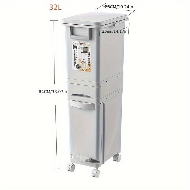 TEMU Space-saving, Large Capacity Dual-compartment Trash Can With Lid - Pedal, Wet/dry Separation, No Bending Required For Use, Recycling, Outdoor