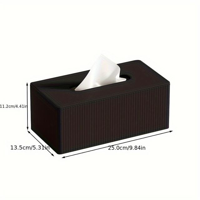 TEMU صندوق مناديل فاخر، مصنوع من الجلد عالي الجودة، بثلاثة ألوان، بتصميم مخطط لتعزيز جماليات المساحة، هدية مثالية للمنزل والمكتب في العطلات