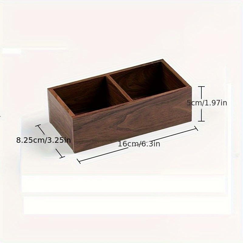 TEMU 1 stuk houten thee zakjes opbergdoos met 2 multifunctionele massief houten voor het tonen van suikerzakjes, koffiezakjes of andere items in walnoot/eikenkleur