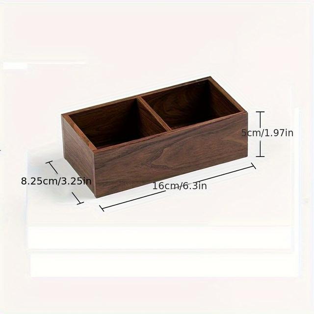 TEMU 1 stuk houten thee zakjes opbergdoos met 2 multifunctionele massief houten voor het tonen van suikerzakjes, koffiezakjes of andere items in walnoot/eikenkleur