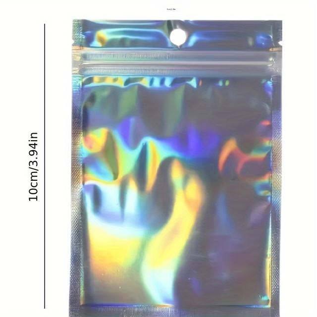 TEMU 300 أكياس هولوغرافية قابلة لإعادة الاستخدام مع إمكانية الإغلاق - 3 x 4 بوصة، أكياس تخزين طعام هدايا الحفلات بألوان هولوغرافية