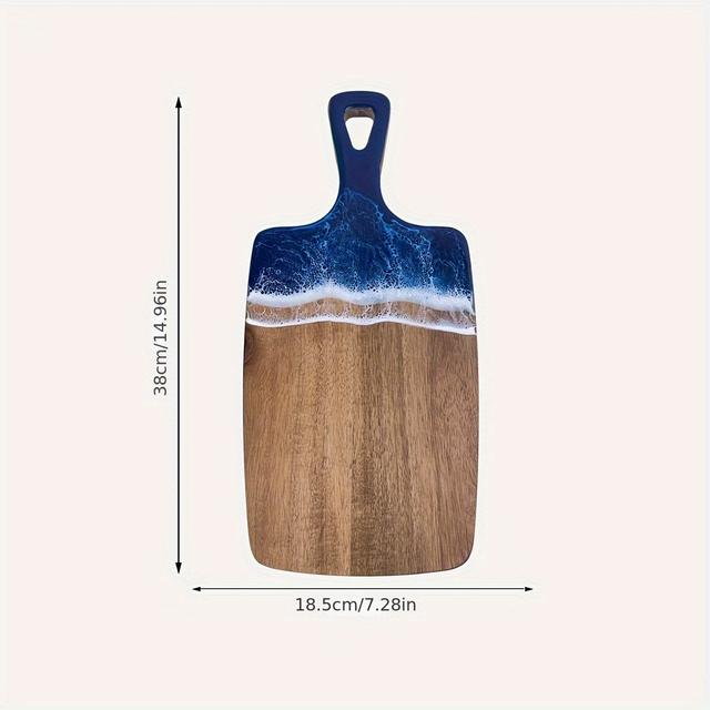TEMU 1 planche à découper en résine et bois d'acacia avec poignée - Design , idéal pour fruits, steaks, etc
