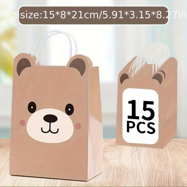TEMU Gift For Her/him 15 Mini Cute Bear Gift Bags With 3d Ears, Perfect For Holidays, Birthdays, And Weddings, Featuring A Easy And Adorable Cartoon