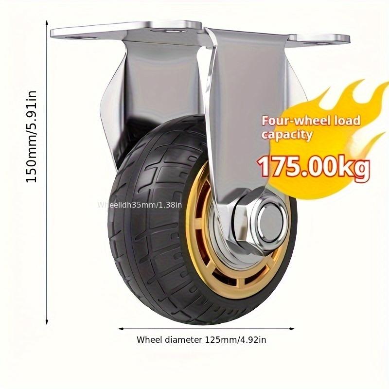 TEMU 2pcs Caster Kit, 2pcss Rubber Casters, With Double Ball Bearings, Solid Rubber Wheels, Plate Swivel Casters, Silent Casters, Industrial Flat Roller Casters Suitable For , Furniture, Hand Trucks