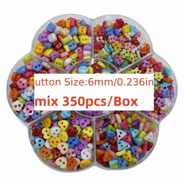 TEMU 1 상자 미니 라운드 삼각형 별 하트 눈꽃 꽃 단추, 다양한 색상, 의상용 단추, 인형에 완벽, 6mm 2-눈 인형 의류 단추 미니 인형 액세서리 DIY 액세서리 초소형 레진 단추