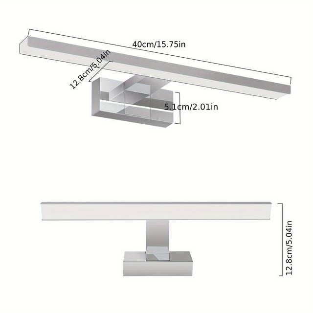 TEMU Contemporary Chrome Led Mirror Light, 6w/30cm, 4000k Neutral White, Ideal For Bathrooms And Kitchens