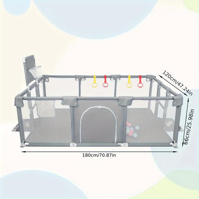 TEMU Oversized Play Area Measuring 180x120x66cm - Ventilated Mesh Pet Barrier And Featuring A Lockable Entrance, Collapsible For Use With Dogs, Puppies, And In Rooms And