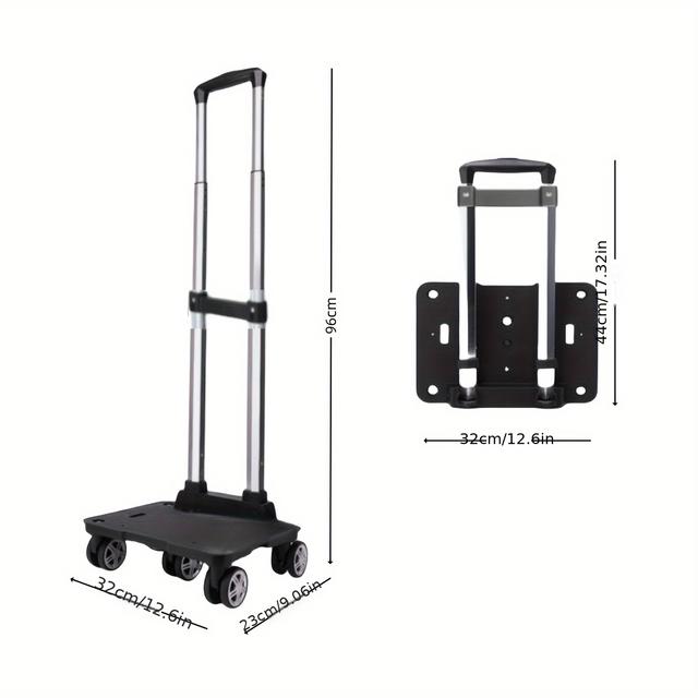 TEMU Materialtransportwagen mit 4/5 Rädern, Faltbarer Kleiner und Leichter Gepäckwagen, Rollwagen mit Universalrädern, für Reisetaschen, Golftaschen, Frachttransport, Einkaufen, Camping und Reisen