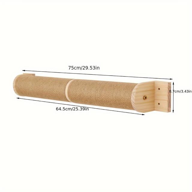 TEMU 1pc Wall-mounted Extended Cat Scratching Post, Sisal Rope Cat Shelves Perch Bar, Indoor Cat Scratcher Toy