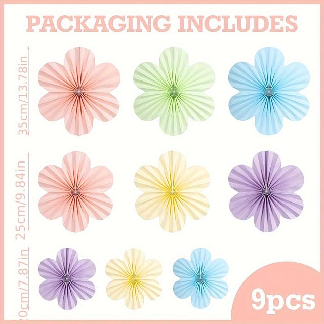 TEMU 9 Wallpapers, Fans, Cakes, Paper Flowers, Classroom Decorations, Floral Background Decorations, Paper Fan Decorations