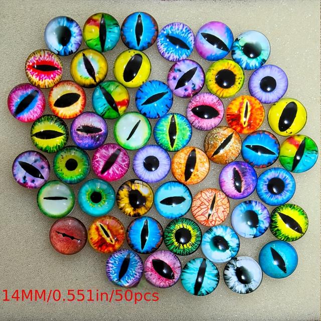 TEMU 40 To 50 Transparent Glass Realistic Craft , Projects - Colored Flat-backed Animal Eyeballs, Decorative Parts Suitable For Nail Art And Crafting, Available In Various Sizes