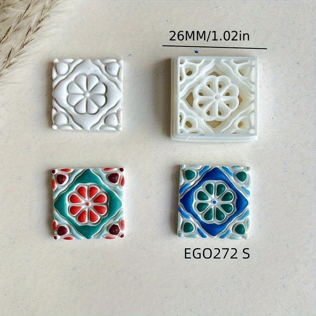 TEMU Vintage Floral Tile Polymer Clay Cutters Set - Molds For Diy Handmade Gifts, Hair Clips, Pendants, Decorative Earrings, Brooches - Craft Tool Kit For Jewelry Making Without Power