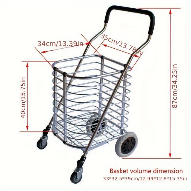 TEMU Large Shopping Cart, Vegetable Cart, Hand Cart, Trolley, Tool Cart, Transport Cart, Luggage Cart, Universal Wheel, Supermarket Cart, Hand Push Cart