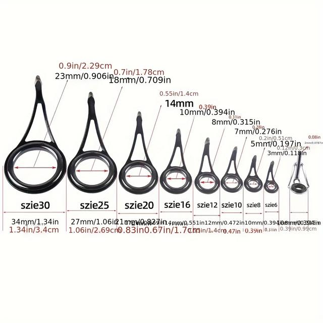 TEMU 9pcs Fishing Rod Guide Ring, Stainless Steel Ceramic Guide Rail, Fishing Accessories