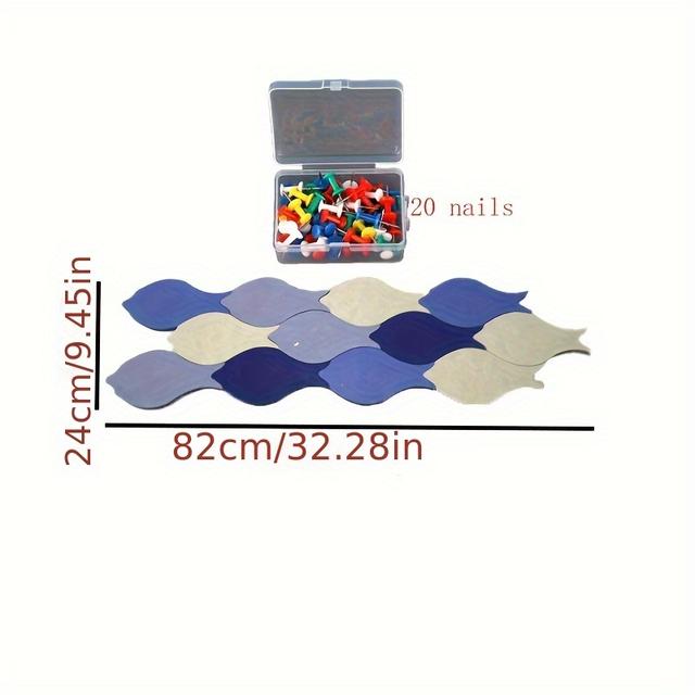 TEMU Modern Self-adhesive Fabric Wall Sticker With Fish Pattern - Reusable Oval Photo Display Board For Home Decor, Gray Background, , Decorative Wall Art | Cartoon Style | , Wall Stickers Home Decor