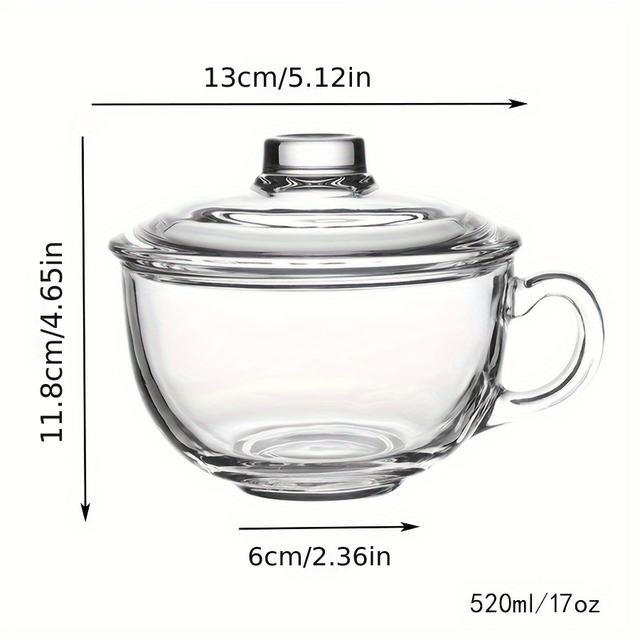 TEMU Glass Bowl With Lids,oatmeal Bowl, Heavy-duty Suitable For Coffee, Tea, Milk, Oatmeal, Yoghurt, Dishwasher Mugs For Breakfast, Lunch, Dinner