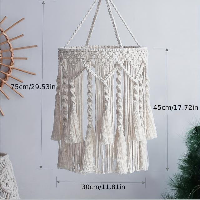 TEMU 1pc Handmade Rope Woven Lampshade, Mingsu Lighting Pendant, Tapestry, Room Decoration, Wall Hanging