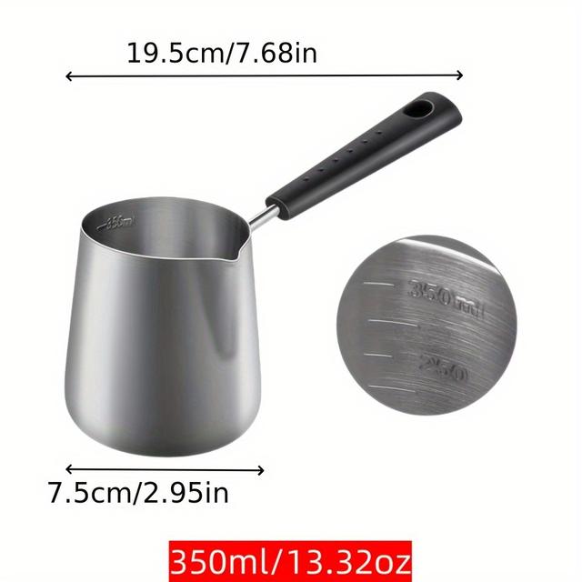TEMU Long Handle Mini Stainless Steel Pot, Stainless Steel Mini Pot, Durable For Heating Milk/coffee/chocolate, Indoor And Outdoor Cooking Tools, Food Service Equipment, Kitchen Appliances