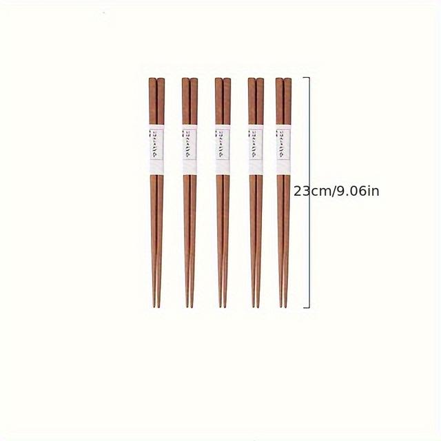 TEMU 5pcs Natural Ironwood Chopsticks Single Double Home High-end Anti-slip Pointed Solid Wood Chopsticks
