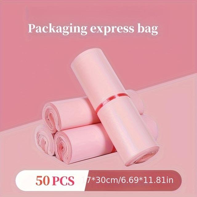 TEMU 50pcs/1 Package Pink Airplane Box Waterproof Courier Bag, Clothing Packaging Courier Bag, E-commerce Courier Bag, Self-sealing Waterproof Bag