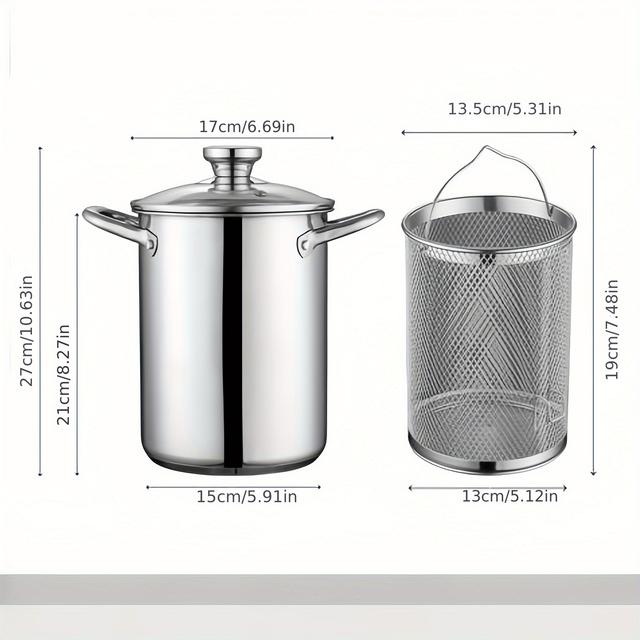 TEMU Deep Fryer, Deep Pot With Lid, Stainless Steel Deep Fryer With Oil Filter, Suitable For Kitchen Frying , Chicken, Etc., And Cooking Noodles, As Well As Boiling And Multi-functional Deep Soup Pot