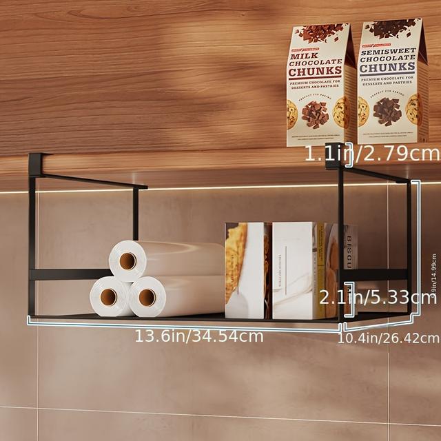 TEMU 1 Stück Küchenschränk-Aufbewahrungsorganizer aus Edelstahl – Platzsparend, einfach zu installieren, mehrschichtiges Regal unter dem Schrank, multifunktionaler Hängekorb-Organizer.