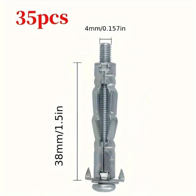 TEMU 35pcs Drywall Extension Screws - Self-locking, Galvanized, , Round Head For Hollow Wall Anchors For Drywall And Hollow Brick Trim Panels