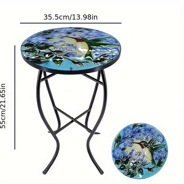 TEMU 1pc, Mini Courtyard Tea Table Leisure Table Flower Pot Rack Sunflower Hummingbird Courtyard Decoration