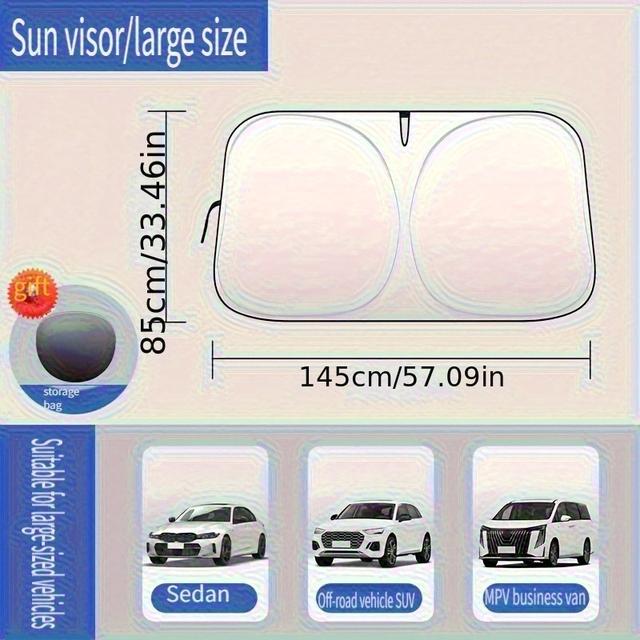 TEMU 1pc Portable Car Windshield Sunshade - Thermal Front Window Shade For Interior Accessories, Fits Most Vehicles