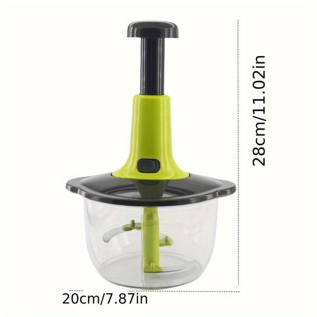 TEMU 1pc Picadora Manual de Alimentos - Cuchillas Metálicas Curvadas, Capacidad Inferior a 1L, Cortador de Verduras y Frutas Metálico, Ideal para Salsas, Purés, Pesto, Necesita Fuente de Alimentación