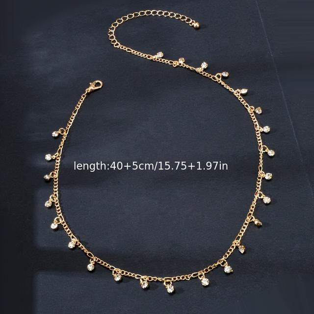 TEMU Au Local Warehouse Fashion Jewelry Golden Silvery Chain Rhinestone Charm Collar Necklace