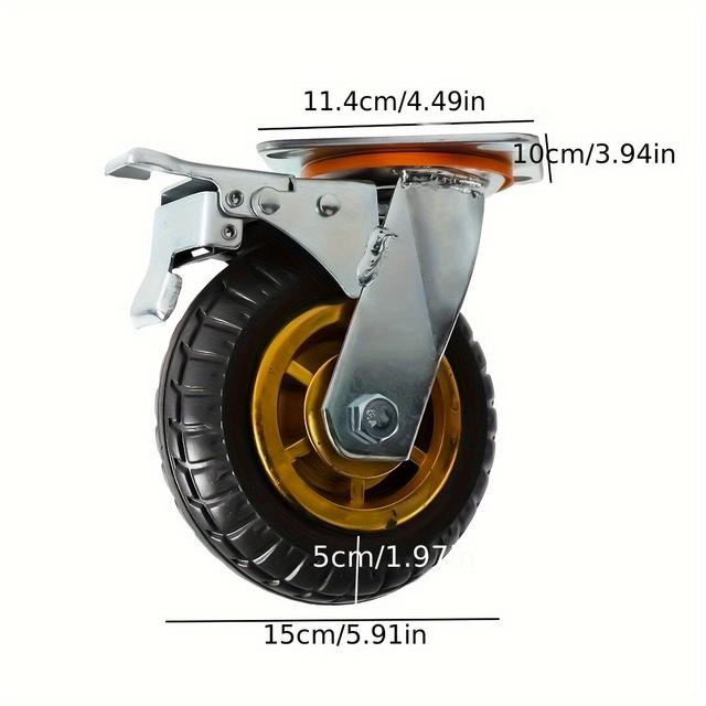 TEMU Set Of 4 Heavy-duty Swivel Casters With 2 Brakes, Of Supporting Up To 300 Kg