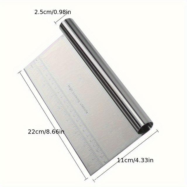 TEMU 1pc Stainless Steel Dough Scraper With Measurement, Pastry Cutter For Cakes, Pizza, And More, 8.66-inch Kitchen Baking Tool