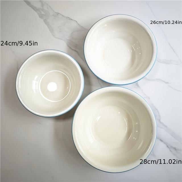 TEMU 3pcs Aromatic Flower Enamel Serving Bowl, Soup Bowl And Noodle Stirring Salad Bowl