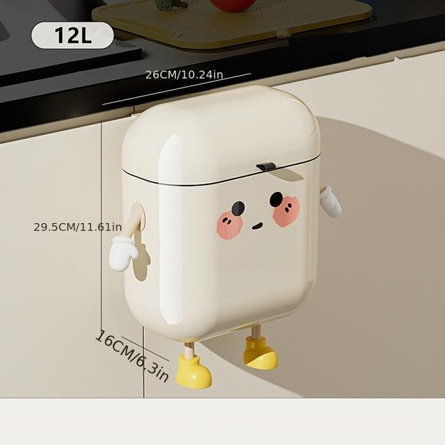 TEMU Ein stilvoller und geräumiger, wandmontierter Mülleimer für den Heimgebrauch, für Küchen und Badezimmer, mit einem niedlichen Design, einem Deckel und wasserdichter Funktionen.